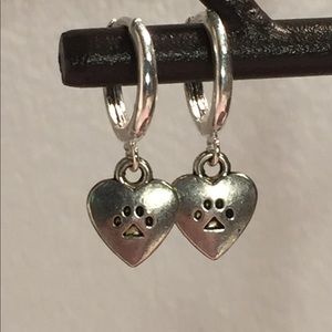 Silver Paw Print Earrings